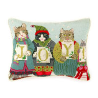 Paris Bottman Collection - Joy Cats Christmas Needlepoint Pillow
