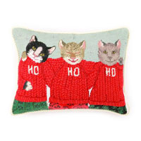 Paris Bottman Collection - Ho Ho Ho Cats Christmas Needlepoint Pillow