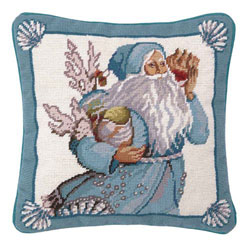 Coral and Shells Santa Needlepoint Pillow