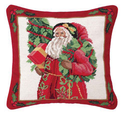 Holly Sparkle Needlepoint Pillow