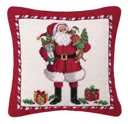 Christmas Puppies Needlepoint Pillow