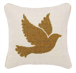 Gold Dove Needlepoint Pillow