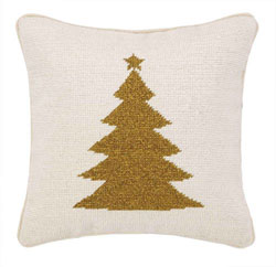 Gold Tree Needlepoint Pillow
