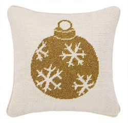 Gold Ornament Needlepoint Pillow