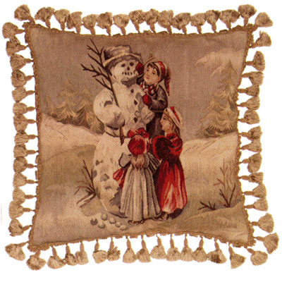 Old World Christmas Collection - Aubusson Pillow DL78A - Around the Snowman